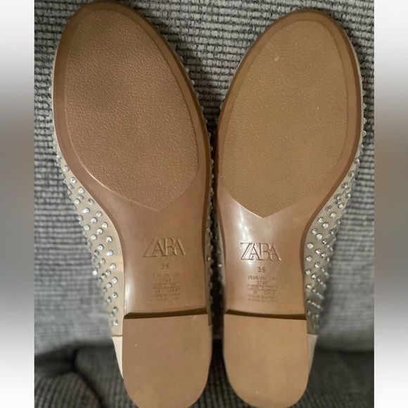 Zara Beige Studded Flats - Picture 6 of 16